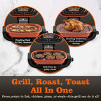 Electric Grill, Techwood 3-in-1 Indoor Grill Fish Roaster, Odor-Free 3-Layer Filter Korean BBQ Grill, Timer Control Knob, Double Sided Heating, Roast, Toast, Grill & More for Parties & Everyday Meals