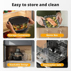 AIRMSEN Potable Glass Air Fryer Non-Toxic, 4.8QT & 1.3QT, 4 Presets & Manual Control, 140–450℉ Precise Heat, 95% Less Oil, Auto-Pause & Resume, Microwave & Dishwasher Safe