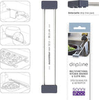 Sanni Shoo drip.line Pure - Versatile and Adjustable Kitchen Rack Drip Tray for Dishcloths, Brushes, and Bottles - Hygienic Storage - Made ofStainless Steel and Silicone