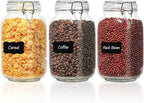 ComSaf Set of 3 Square Glass Jars with Airtight Lids (51 Oz), Wire Clamp Canisters for Pickling, Kombucha & Bulk Food, Wide Mouth Canning Jars for Space Saving Kitchen & Pantry Organization