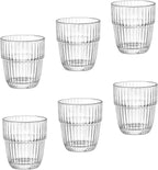 Bormioli Rocco Barshine 10.38 oz. Rocks Stackable Tempered Drinking Glasses, Set of 6, Clear