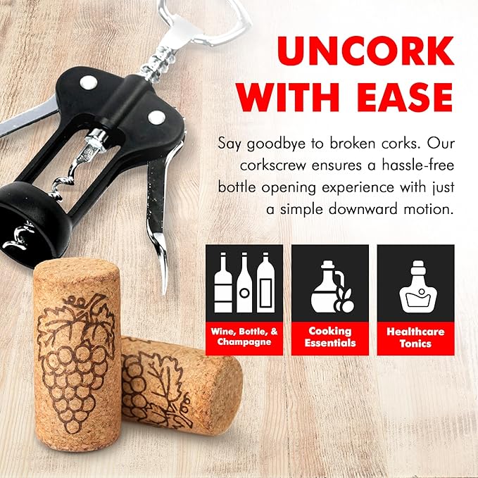 Chef Craft Select Metal Winged Corkscrew, 6.5 inch, Black and Chrome