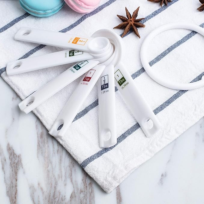 Fox Run 6-Piece Plastic Measuring Spoon Set White, 1.6 x 9 x 3 inches