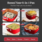 Gotham Steel 20 Pc Pots and Pans Set Nonstick Cookware + Bakeware Set, Complete Ceramic for Kitchen, Non Stick with Lids, Dishwasher / Oven Safe, Toxic - Red