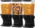 Cereal Dispenser Countertop 3pcs,5.5L Cereal Containers Storage Dispenser for Pantry,Dry Food Storage Rice Containers,Candy Dispenser,Snack Organizer Machine for Grains, Nuts,Oatmeal, Pet Food Black
