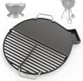 SafBbcue Cast Iron Griddle & Grate for Weber 22" Kettle Charcoal Grill Accessories, Foldable Cooking Grate & Griddle for Cuisinart CHA-830 Cleanburn Fire Pit Cook Top, Outdoor Campfire BBQ Parts
