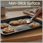 BAKKEN Kitchen Baking Pans - Small, Medium, and Large Cookie Pan (13.58×9.65, 15.75×11, 17.91×12.60), Nonstick, Diamond Texture Bottom, PFOA, PFOS, PTFE Free, Oven Safe (450°F), Pack of 3, Gray Marble