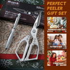 Huusk Kitchen Scissors and Potato Peelers Set, Multifunction Japanese Vegetable Peeler for Kitchen, Stainless Steel Cooking Shears with Fruit Peeler for Carrot, Veggie, Gifts for Women