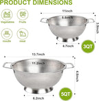 Gulex Colander Stainless Steel 5-Quart, Strainer for Kitchen Food, Dishwasher Safe