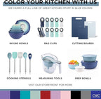 COOK WITH COLOR Prep Bowls with Lids- Wide and Deep Nesting Plastic Small Mixing Bowl Set with Lids, 8 Piece Set - Deep Bowls, Blue