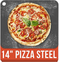 Chef Pomodoro Pizza Steel for Oven 14 Inch 1/4 Inch Thick, Baking Steel for Oven, Grill, Sourdough Bread, Baking Stone for Oven With Lifting Holes 14" X 12" (35.6 x 30.5 cm)