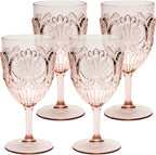 Komorebi Shatterproof Acrylic Wine Glasses - Unbreakable Plastic Goblets, BPA-Free & Drop-Proof Glassware - Elegant Drinkware for Indoor & Outdoor Use - 14oz, Set of 4 (Pale Pink)