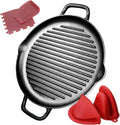 Cast Iron Grill Pan, 12.6 inch Griddle Pan with Dual Handles, Pre-Seasoned Heavy-Duty Cast Iron Skillet for Stovetop, Oven, Indoor & Outdoor BBQ Use
