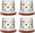 Rotatable Old Fashioned Glass, 275ml/10oz Crystal Whiskey Glass Set of 4, Wood Coaster, Thickening, Used as Rum Glass, Cocktail Cup, Coffee Cup, Milk Cup to Relax and Reduce Stress, Christmas gifts