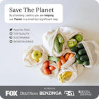 LEAFICO Reusable Produce Bags – 100% Cotton Mesh & Solid Hybrid (Medium 10x12 inch 6 Pcs) – Reusable Grocery Bags for Apples, Carrots, Bulk Vegetables – Washable, Plastic-Free, Breathable, Zero Waste