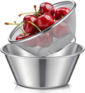 Baderke 2 Pcs Mini Colander & Food Strainer 304 Stainless Steel Small Mixing Colanders Bowl Rice Strainer for Kitchen Cooking Fruit Washing Vegetable(5.51 x 2.36 Inches,Silvery)