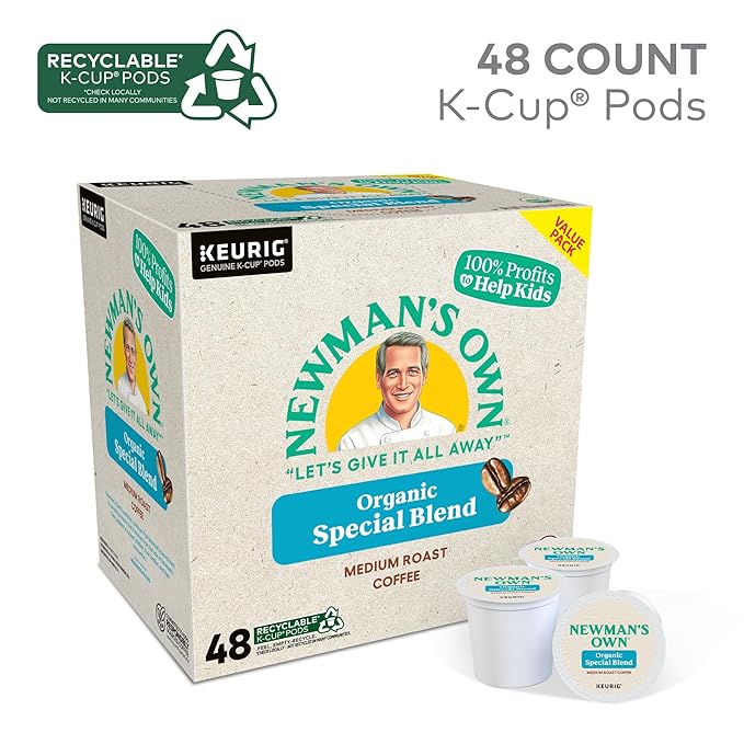 Newman's Own Organics Special Blend, Single-Serve Keurig K-Cup Pods, Medium Roast Coffee Pods, 48 Count