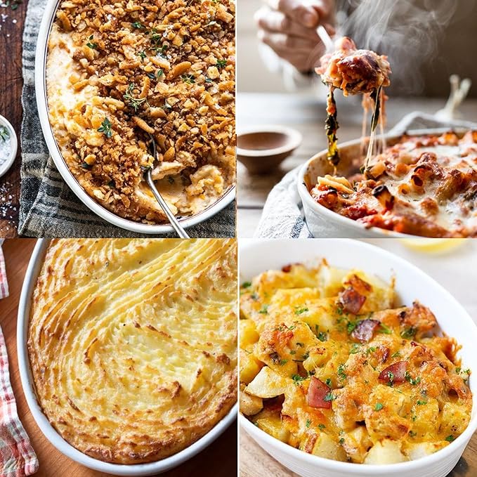 UIBFCWN Au Gratin Baking Dishes, 7.5''x4.5'' Ceramic Oval Baking Dish for Single Serving, Individual Casserole Dishes Oven Safe, Au Gratin Pans for Lasagna & Cobblers, 11.5oz, Set of 8