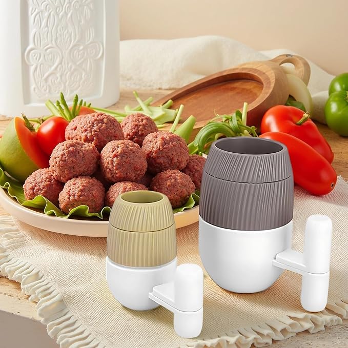 Meatball Maker Tool 2 Pcs, Set DIY Stuffed Mold, Kitchen Meatballer Creative, Handle Ergonomic, Gadget Cooking Easy Clean Home