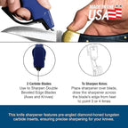 ACCUSHARP Knife Sharpener, Portable and Easy to Use, Hones and Sharpens Cleavers, Kitchen, and Serrated Knives, Sharpens Double Beveled Edge Knives