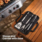 Grilling Accessories Tool Kit 4-Piece, Stainless Steel Barbeque Grilling Tools Set for Men with Carry Bag for Outdoor Grilling BBQ Tools Kit