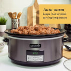 Crock-Pot Large 8-Quart Programmable Slow Cooker with Auto Warm Setting Black Stainless Steel