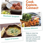 eat2explore Cooking Kits for Kids 14 Pcs – Interactive & Educational Kids Cooking Sets Real for Ages 5 and Up,3 Recipe Cards & Global Ingredients – Perfect for Families and Homeschooling Italy Edition