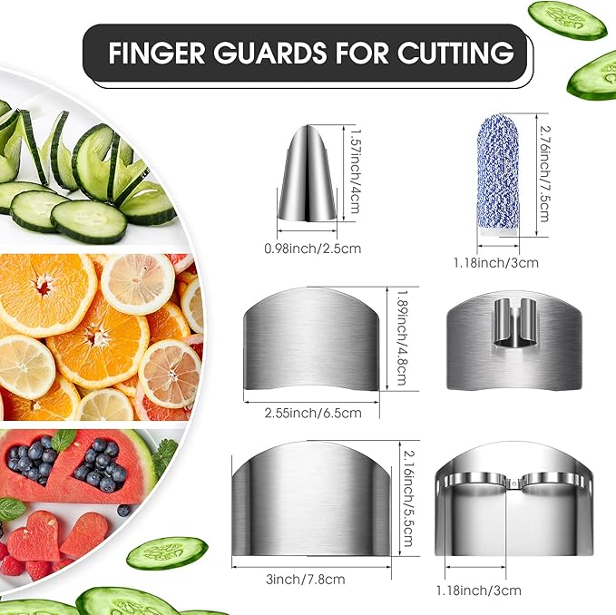 CHENGU 8 Pieces Finger Guard Set for Cutting Food Vegetables Stainless Steel Knife Cutting Protector Thumb Guard Protector to Avoid Hurting When Slicing and Chopping