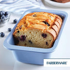 Farberware Easy Solutions Nonstick Bakeware Meatloaf/Loaf Baking Pan, 9 Inch x 5 Inch with Portion Marks - Blue