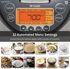 Tiger Corporation JKT-D18U 10-Cup Capacity Induction Heating Electric Rice Cooker with 12 Menu Setting, 24-Hour Keep Warm Setting, Spatula and Measuring Cup (Black and Stainless Steel)