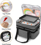 LUXJA Indoor Grill Carrying Bag with Bottom Pad Compatible with Ninja Sizzle GR101 Smokeless Grill, Double Layer Electric Grill Bag with Plates Section (Bag Only), Gray