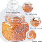 2 Pack Half Gallon Mason Jar with Hinged Lid, Wide Mouth Glass Canisters for Food Storage, Cookie, Flour, Candy, Coffee, Pickle - 64 Oz Glass Jar with Lid - 2 Scale Marks & Vintage Mason Jars