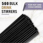 500 Pcs Coffee Stirrer and Holder Set Coffee Stir Sticks Coffee Stirrers 5” Plastic Cocktail Stirrers For Drinks for Mixing Coffee Milk Cocktail Drinks Coffee Home Kitchen Party Supplies (black)