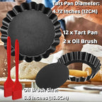 12 Pack Mini Tart Pans, 4.72 Inch Tart Pan with Removable Bottom, Mini Tart Pans for Baking Nonstick Quiche Pan Heavy Duty Fluted Side for Pies Mousse Cakes Dessert