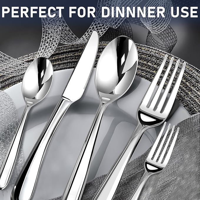 STILLOYE Heavy Duty Silverware Set for 6, 30 Piece Premium Stainless Steel Flatware Utensils Cutlery Set Including Steak Knife Fork and Spoon, Dishwasher Safe, Gift Package for Wedding Housewarming