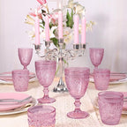 abrwyy 4Pcs Pink Glassware, Drinking Beverage Glass Cup, Vintage Drinking Glasses, Colored Glassware Set for Party Wedding Home Office Gift