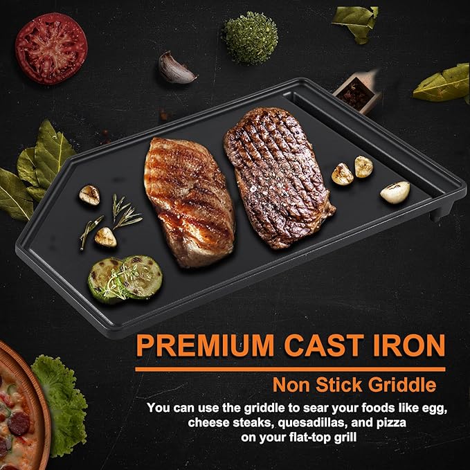 Atgestore Upgraded W10685483 Griddle Replacement for Whirlpool Stove Parts 19.7"X12.4" Cast Iron Griddle Plate KitchenAid Amana 4/5 Burner Gas Range Stove Top Cooktop Burner Griddle Flat Top Pan