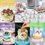 TeamFar 4 Inch Cake Pan Set of 4, Stainless Steel Mini Round Layer Cake Baking Pans Tins Set, For Baking Steaming Serving, Healthy & Sturdy, Mirror Finish & Dishwasher Safe