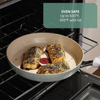 T-Fal Inspire Ceramic Nonstick Frying Pan 2-Pc Set, 8" & 10", Oven Broiler Safe up to 50°F Cookware, Ceramic Frying Pan Skillet, Pots & Pans, Mint Green