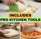 Large Pizza Stone for Oven 16 inch - Round Pizza Stone for Grill with Handles, Wood Pizza Peel and Cutter Set - Baking Stone for Bread - Pizza Making Kit Accessories - Gifts for Food Lovers