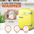 ICEBOX IBMF4SUN Mini Fridge For Bedroom, Skincare Refrigerator, Portable Cooler & Warmer for Makeup, for Office & Home, Mini (4 L / 6-Can), Sun Yellow