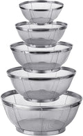 Tiawudi 5 Pack Strainers for Kitchen, 18/8 Stainless Steel Colander, Fine Mesh Strainer for Pasta, Rice and Fruit, Sieve for Strain, Drain, Rinse or Steam, Multi Size Sifter