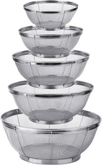 Tiawudi 5 Pack Strainers for Kitchen, 18/8 Stainless Steel Colander, Fine Mesh Strainer for Pasta, Rice and Fruit, Sieve for Strain, Drain, Rinse or Steam, Multi Size Sifter