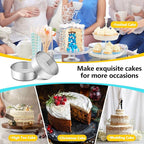 P&P CHEF 6 Inch Cake Pan Set of 2, Stainless Steel Round Baking Layer Cake Pans, Non Toxic & Healthy, Leak-proof & Easy Clean, Mirror Finish & Easy Releasing, Oven & Dishwasher Safe