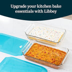 Libbey Baker’s Premium 2 Piece Glass Baking Dish Set, Stackable Casserole Dish with Lid Set, Baking Glassware for Casseroles, Lasagna, Brownies, Cakes