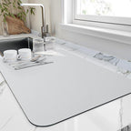 HotLive Dish Drying Mat for Kitchen Counter, Heat Resistant Drainer Mats with Non-slip Rubber Backed, Hide Stain Kitchen Super Absorbent Draining Mat, Easy to Clean Dish Rack Pad, Light Grey 18"x32"