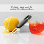 A Bar Above Black Handle Gold Blade Channel Knife, Premium Stainless Steel Garnish Tool for Cocktails, Citrus Peeler, Lemon Zester, Chef Tool for Garnishing and Drink Presentation