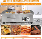 WICHEMI Commercial Electric Griddle 22" 3000W Flat Top Grill Countertop Griddle Stainless Steel Teppanyaki Grill w/Iron Cooking Plate for Restaurant Kitchen, 110V
