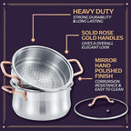 CONCORD Premium Stainless Steel 2 Tier Steamer w/Rose Gold Handles 22 cm