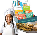 eat2explore Cooking Kits for Kids 14 Pcs – Interactive & Educational Kids Cooking Sets Real for Ages 5 and Up,3 Recipe Cards & Global Ingredients – Perfect for Families and Homeschooling (UK Edition)